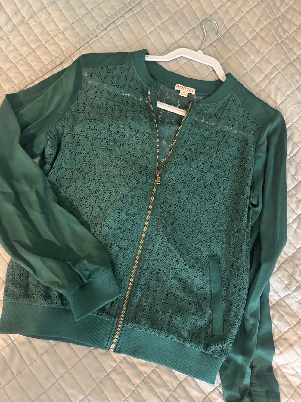 Merona Teal Lace Bomber Jacket